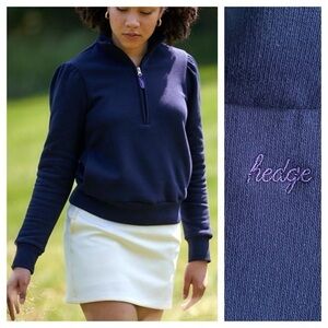 Hedge Navy Blue Linden Quarter Zip Sweatshirt Large